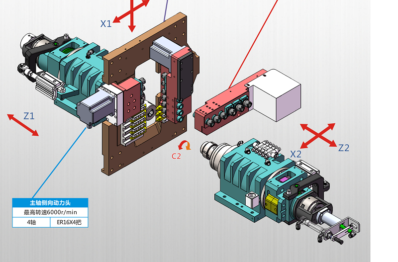 картинка Токарный станок с двойным электрическим встроенным шпинделем с ЧПУ D205 от G2R